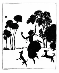 Cendrillon jouant avec ses chiens, 1919